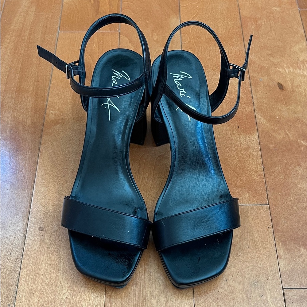 Black Vegan Leather Women's Sandals